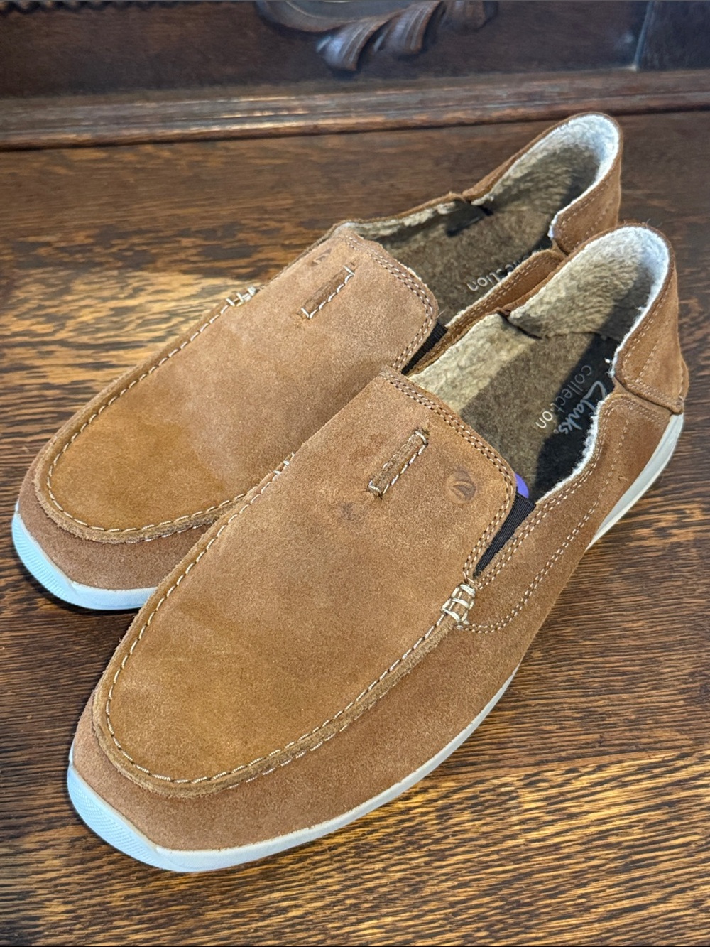Clarks Men's Suede Slip-On Loafers - Tan Brown